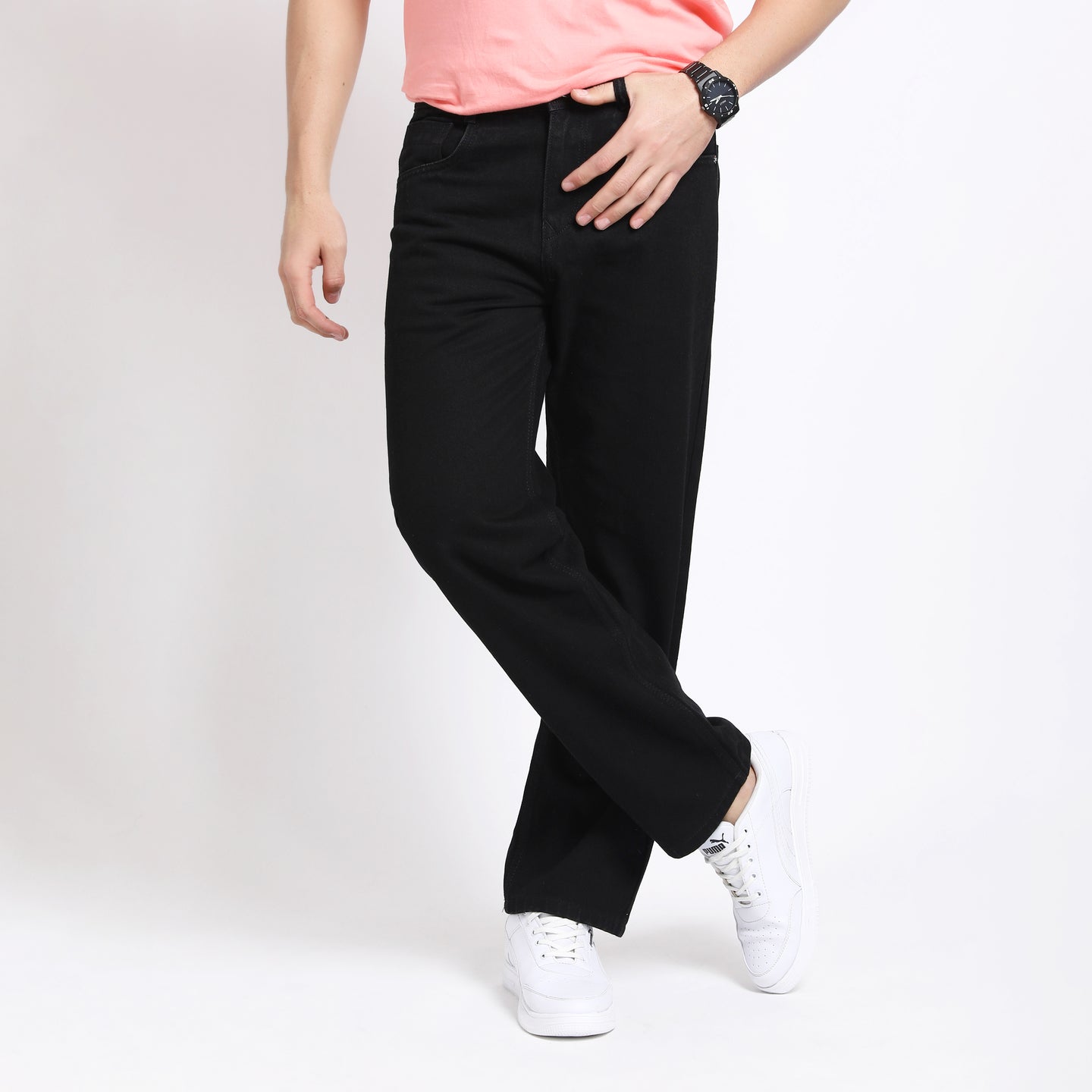 BLACK BAGGY FIT JEAN TEDDY 4774